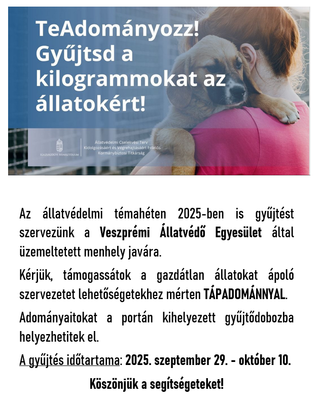 Felhívás állatvédelmi témahétre
