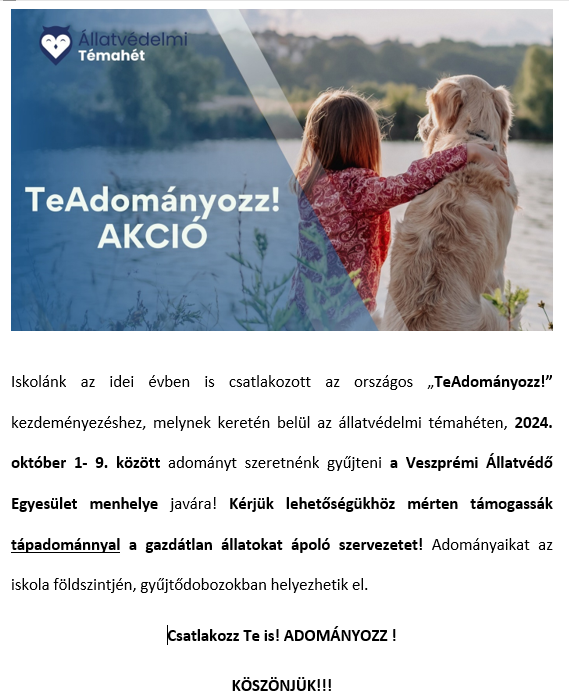 Állatvédelmi témahét.